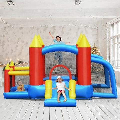 Costway Residential Bouncers Inflatable Bounce House Slide Jumping Castle Soccer Goal Ball Pit by Costway Inflatable Bounce House Slide Jumping Castle Soccer Costway #36405718