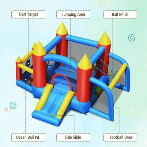 Costway Residential Bouncers Inflatable Bounce House Slide Jumping Castle Soccer Goal Ball Pit by Costway Inflatable Bounce House Slide Jumping Castle Soccer Costway #36405718