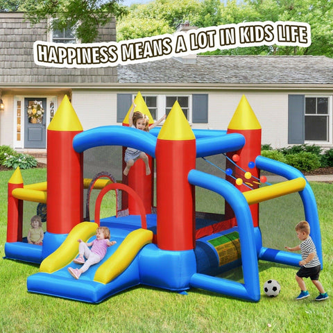 Costway Residential Bouncers Inflatable Bounce House Slide Jumping Castle Soccer Goal Ball Pit by Costway Inflatable Bounce House Slide Jumping Castle Soccer Costway #36405718