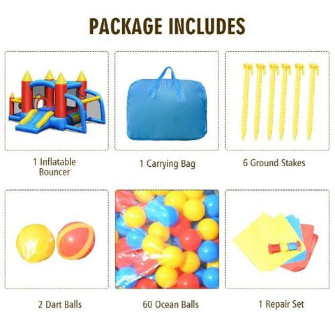 Costway Residential Bouncers Inflatable Bounce House Slide Jumping Castle Soccer Goal Ball Pit by Costway Inflatable Bounce House Slide Jumping Castle Soccer Costway #36405718