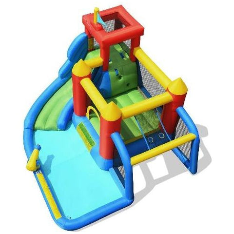 Costway Residential Bouncers Inflatable Bounce House Splash Pool with Water Climb Slide by Costway