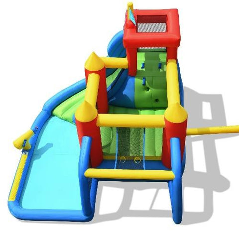 Costway Residential Bouncers Inflatable Bounce House Splash Pool with Water Climb Slide by Costway