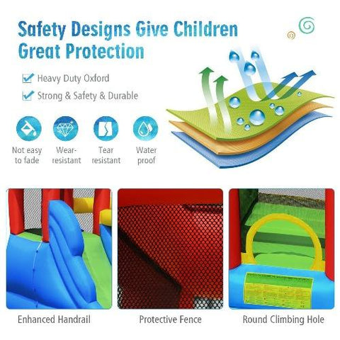 Costway Residential Bouncers Inflatable Bounce House Splash Pool with Water Climb Slide by Costway