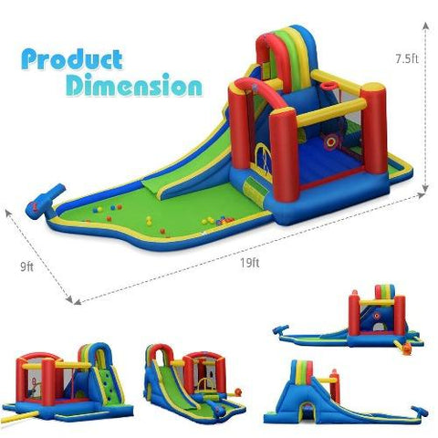 Costway Residential Bouncers Inflatable Kid Bounce House Slide Climbing Splash Park Pool Jumping Castle by Costway Inflatable Kid Bounce House Slide Splash Park Pool Castle Costway