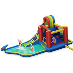 Costway Residential Bouncers Inflatable Kid Bounce House Slide Climbing Splash Park Pool Jumping Castle by Costway Inflatable Kid Bounce House Slide Splash Park Pool Castle Costway