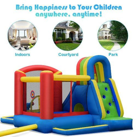 Costway Residential Bouncers Inflatable Kid Bounce House Slide Climbing Splash Park Pool Jumping Castle by Costway Inflatable Kid Bounce House Slide Splash Park Pool Castle Costway