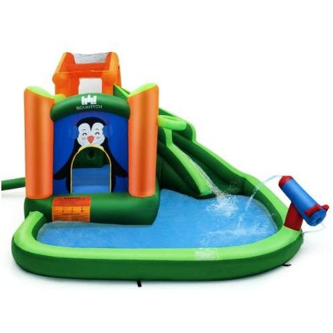 Costway Residential Bouncers Inflatable Water Park Bouncer with Climbing Wall Splash Pool Water Cannon by Costway Inflatable Water Park Bouncer Climbing Wall Pool Water Cannon Costway