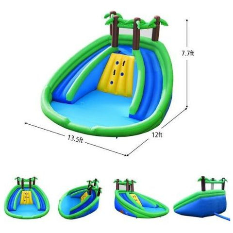 Costway Residential Bouncers Inflatable Water Park Pool Bounce House Dual Slide Climbing by Costway