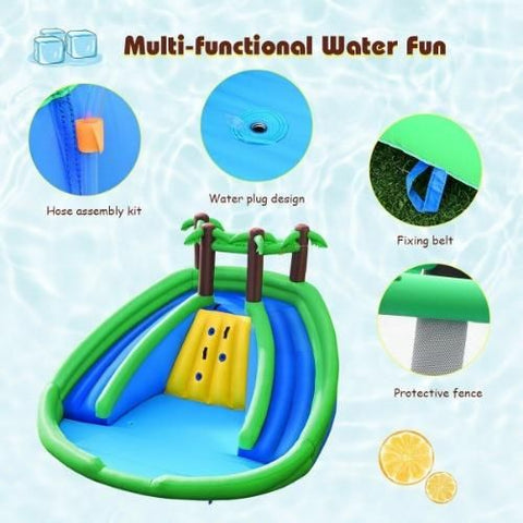 Costway Residential Bouncers Inflatable Water Park Pool Bounce House Dual Slide Climbing by Costway