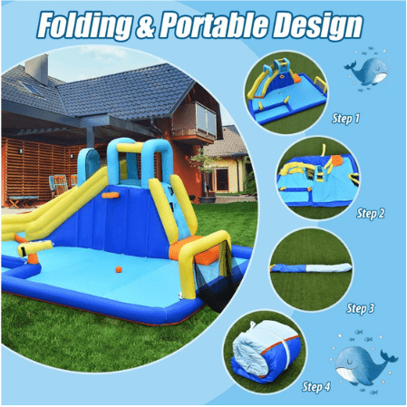 Costway Residential Bouncers Inflatable water slide jumping house wall climbing water gun splash pool by Costway Inflatable water slide jumping house wall climbing water gun pool