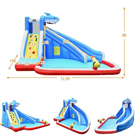 Costway Residential Bouncers Inflatable Water Slide Shark Bounce House Castle by Costway Inflatable Water Slide Shark Bounce House Castle by Costway 21679805