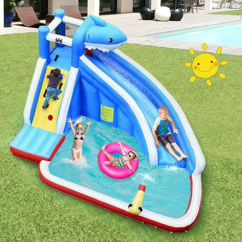 Costway Residential Bouncers Inflatable Water Slide Shark Bounce House Castle by Costway Inflatable Water Slide Shark Bounce House Castle by Costway 21679805