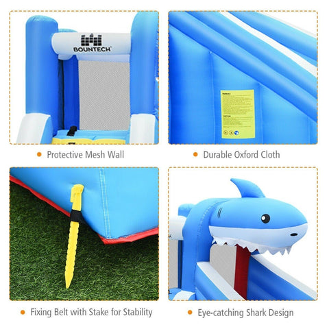 Costway Residential Bouncers Inflatable Water Slide Shark Bounce House Castle by Costway Inflatable Water Slide Shark Bounce House Castle by Costway 21679805