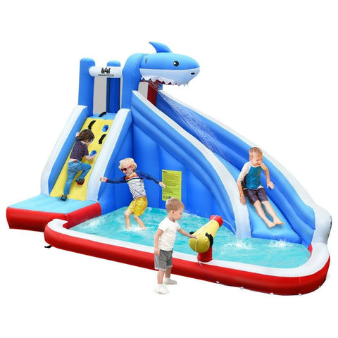 Costway Residential Bouncers Inflatable Water Slide Shark Bounce House Castle by Costway Inflatable Water Slide Shark Bounce House Castle by Costway 21679805