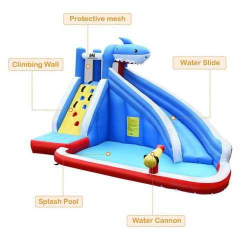 Costway Residential Bouncers Inflatable Water Slide Shark Bounce House Castle by Costway Inflatable Water Slide Shark Bounce House Castle by Costway 21679805