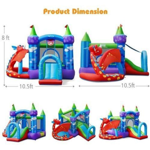 Costway Residential Bouncers Kids Inflatable Bounce House Dragon Jumping Slide Bouncer Castle by Costway 7461759412736 68230941 Kids Inflatable Bounce House Dragon Jumping Slide Bouncer Castle by Costway SKU# 68230941