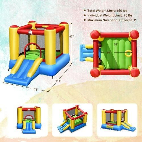 Costway Residential Bouncers Kids Inflatable Bounce House with Slide by Costway 759687369954 62047985 Kids Inflatable Bounce House with Slide by Costway SKU# 62047985