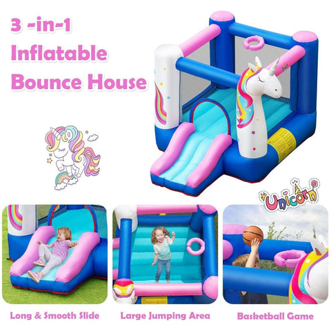 Costway Residential Bouncers Slide Bouncer Inflatable Jumping Castle Basketball Game Without Blower by Costway 787446083988 80157496 Slide Bouncer Inflatable Jumping Castle Basketball Game Without Blower