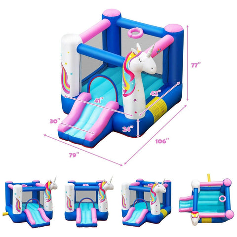 Costway Residential Bouncers Slide Bouncer Inflatable Jumping Castle Basketball Game Without Blower by Costway 787446083988 80157496 Slide Bouncer Inflatable Jumping Castle Basketball Game Without Blower