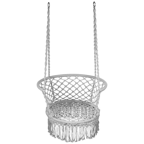 Costway Swings & Play Sets Gray Hanging Hammock Chair Macrame Swing Hand Woven Cotton Backrest by Costway 7461759424302 16489025-G Hanging Hammock Chair Macrame Swing Hand Woven Cotton Backrest Costway