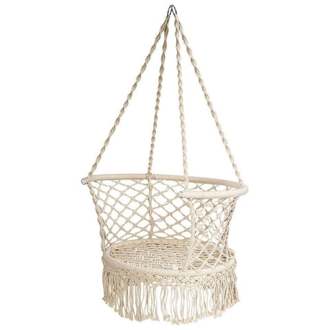 Costway Swings & Play Sets Hanging Hammock Chair Macrame Swing Hand Woven Cotton Backrest by Costway Hanging Hammock Chair Macrame Swing Hand Woven Cotton Backrest Costway