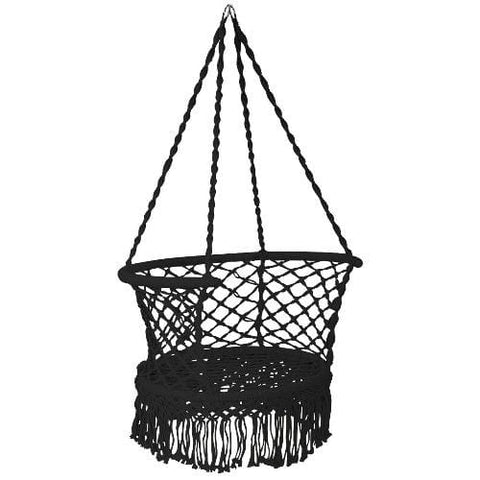 Costway Swings & Play Sets Hanging Hammock Chair Macrame Swing Hand Woven Cotton Backrest by Costway Hanging Hammock Chair Macrame Swing Hand Woven Cotton Backrest Costway