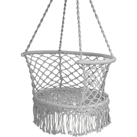 Costway Swings & Play Sets Hanging Hammock Chair Macrame Swing Hand Woven Cotton Backrest by Costway Hanging Hammock Chair Macrame Swing Hand Woven Cotton Backrest Costway