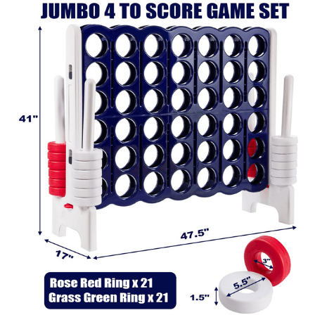 Costway Swings & Play Sets Jumbo 4-to-Score 4 in A Row Giant Game Set with Storage Carrying Bag by Costway 43985671 Jumbo 4-to-Score 4 Row Giant Game Set  Storage Carrying Bag by Costway