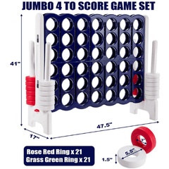 Jumbo 4-to-Score 4 in A Row Giant Game Set with Storage Carrying Bag by Costway