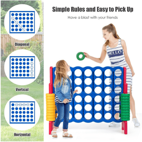 Costway Swings & Play Sets Jumbo 4-to-Score Giant Game Set with 42 Jumbo Rings & Quick-Release Slider by Costway Jumbo 4-to-Score GiantSet  42 Jumbo Rings & Quick-Release  by Costway