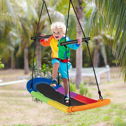 Costway Swings & Play Sets Saucer Tree Swing Surf Kids Outdoor Adjustable Oval Platform Set with Handle by Costway Saucer Tree Swing Surf Outdoor Adjustable Oval Platform Handle Costway