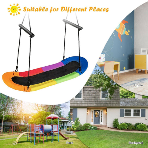 Costway Swings & Play Sets Saucer Tree Swing Surf Kids Outdoor Adjustable Oval Platform Set with Handle by Costway Saucer Tree Swing Surf Outdoor Adjustable Oval Platform Handle Costway