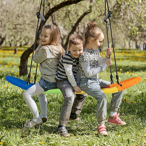 Costway Swings & Play Sets Saucer Tree Swing Surf Kids Outdoor Adjustable Oval Platform Set with Handle by Costway Saucer Tree Swing Surf Outdoor Adjustable Oval Platform Handle Costway