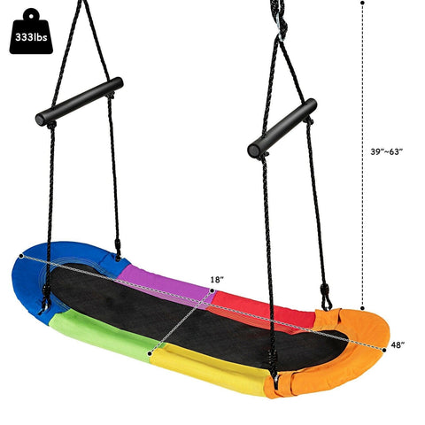 Costway Swings & Play Sets Saucer Tree Swing Surf Kids Outdoor Adjustable Oval Platform Set with Handle by Costway Saucer Tree Swing Surf Outdoor Adjustable Oval Platform Handle Costway