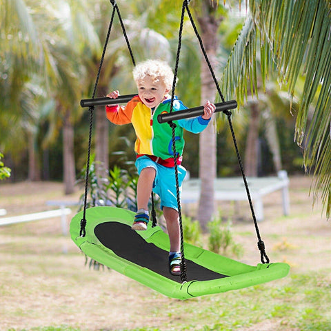 Costway Swings & Play Sets Saucer Tree Swing Surf Kids Outdoor Adjustable Oval Platform Set with Handle by Costway Saucer Tree Swing Surf Outdoor Adjustable Oval Platform Handle Costway