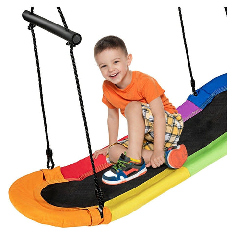 Costway Swings & Play Sets Saucer Tree Swing Surf Kids Outdoor Adjustable Oval Platform Set with Handle by Costway Saucer Tree Swing Surf Outdoor Adjustable Oval Platform Handle Costway