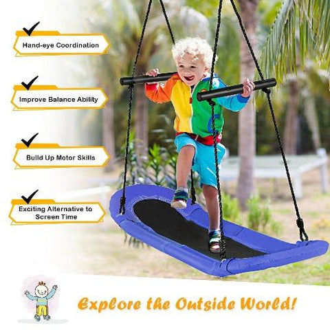 Costway Swings & Play Sets Saucer Tree Swing Surf Kids Outdoor Adjustable Oval Platform Set with Handle by Costway Saucer Tree Swing Surf Outdoor Adjustable Oval Platform Handle Costway