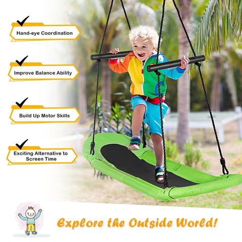 Costway Swings & Play Sets Saucer Tree Swing Surf Kids Outdoor Adjustable Oval Platform Set with Handle by Costway Saucer Tree Swing Surf Outdoor Adjustable Oval Platform Handle Costway