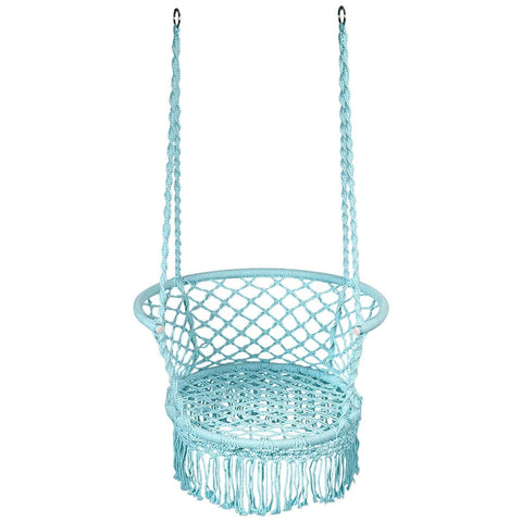 Costway Swings & Play Sets Turquoise Hanging Hammock Chair Macrame Swing Hand Woven Cotton Backrest by Costway 7461759424302 16489025-T Hanging Hammock Chair Macrame Swing Hand Woven Cotton Backrest Costway