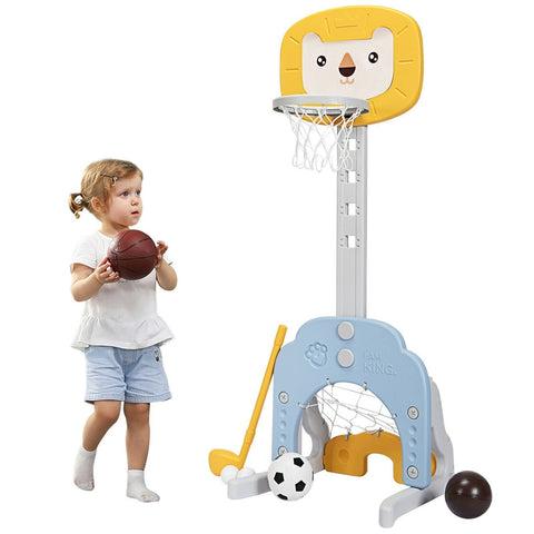 Costway Swings & Playsets 3-in-1 Adjustable Kids Basketball Hoop Sports Set by Costway