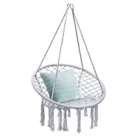 Costway Swings & Playsets Hanging Macrame Hammock Chair with Handwoven Cotton Backrest by Costway