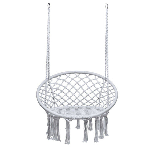 Costway Swings & Playsets Hanging Macrame Hammock Chair with Handwoven Cotton Backrest by Costway