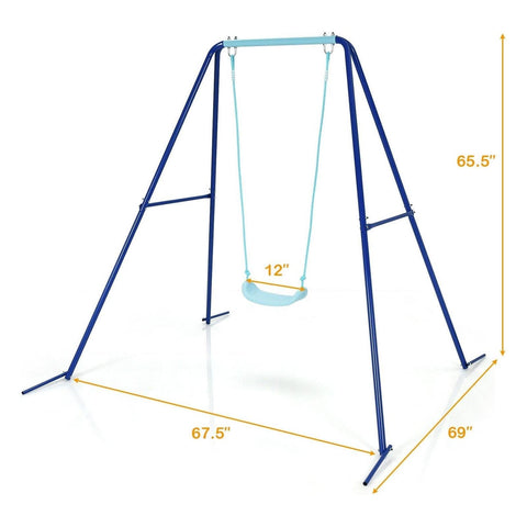 Costway Swings & Playsets Outdoor Kids Swing Set with Heavy Duty Metal A-Frame and Ground Stakes by Costway 193802001006 02813564