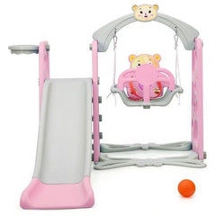 Costway Swings & Playsets Pink 3 in 1 Toddler Climber and Swing Set Slide Playset by Costway 7461759865198 07923485-P 3 in 1 Toddler Climber and Swing Set Slide Playset by Costway 07923485