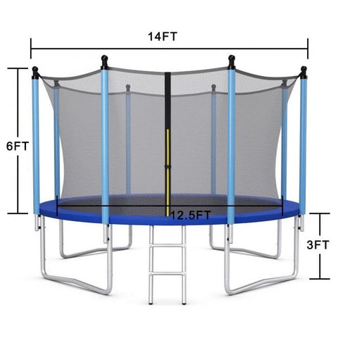 Costway Trampolines 14 Feet Jumping Exercise Recreational Bounce Trampoline with Safety Net by Costway 38" Mini Folding Trampoline Portable Recreational Fitness Rebounder