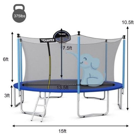 Costway Trampolines 15 FT Trampoline Combo Bounce Jump Safety Enclosure Net by Costway 7461759896888 28034567