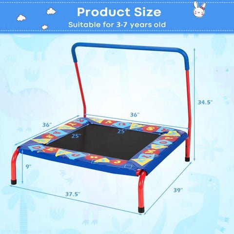 Costway Trampolines 36 Inch Kids Indoor Outdoor Square Trampoline with Foamed Handrail by Costway 781880236092 40579236 36" Kids Indoor Outdoor Square Trampoline Foamed Handrail Costway