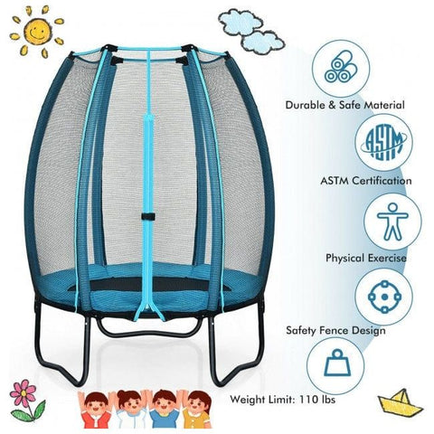 Costway Trampolines 4 Feet Kids Trampoline Recreational Bounce Jumper with Enclosure Net by Costway 4 Ft Kids Trampoline Recreational Bounce Jumper Enclosure Net Costway