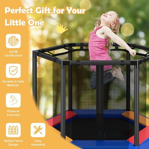 Costway Trampolines 48 Inches Hexagonal Kids Trampoline With Foam Padded Handrails by Costway 781880235255 78193024 48 Inches Hexagonal Kids Trampoline Foam Padded Handrails by Costway