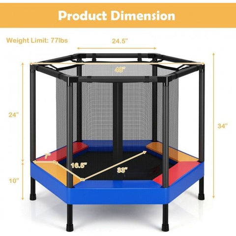 Costway Trampolines 48 Inches Hexagonal Kids Trampoline With Foam Padded Handrails by Costway 781880235255 78193024 48 Inches Hexagonal Kids Trampoline Foam Padded Handrails by Costway